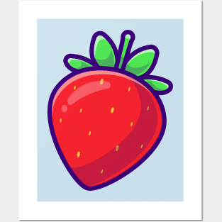 Strawberries Fruit Cartoon Posters and Art